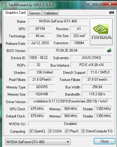 【二手华硕 ENGTX460+ DC\/2DI\/1GD5至尊版